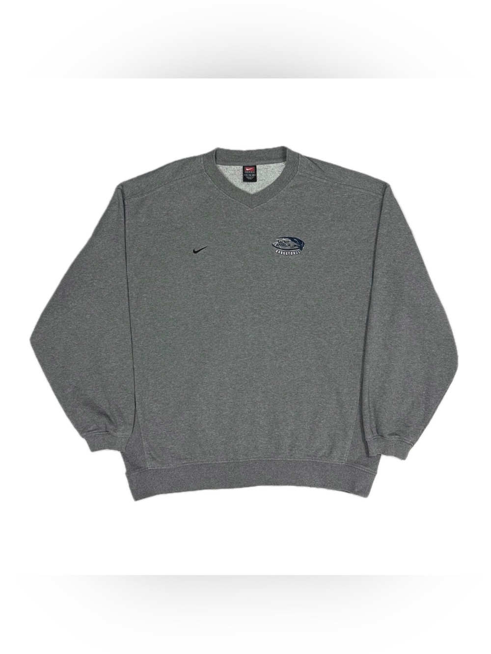 Vintage Y2K Nike Saint Anselm College Basketball grey v neck sweatshirt mens XXL